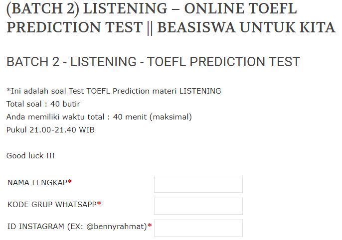 Batch 2 Online Toefl Prediction Test Scholarship4us Mr Dann Website